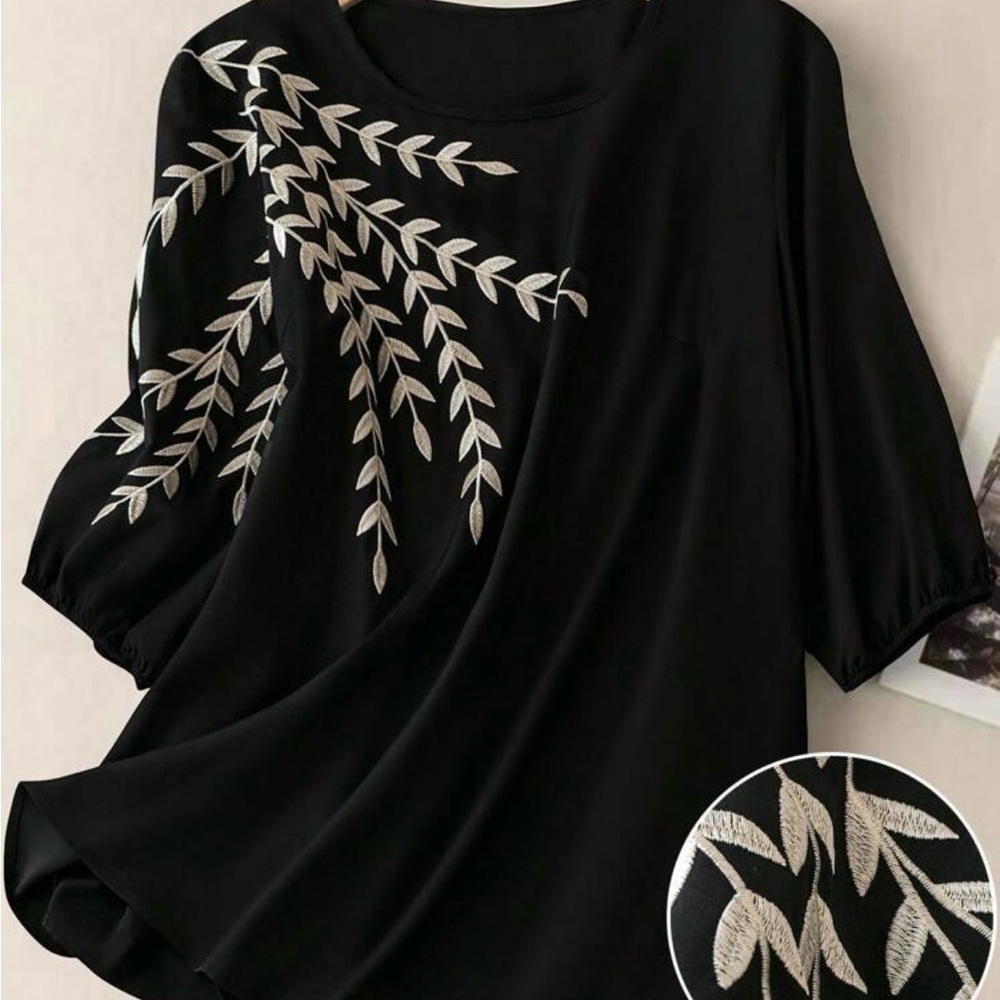 SHEIN black embroidered top-NWOT